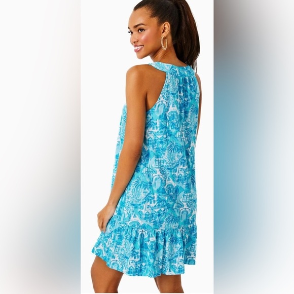 Lilly Pulitzer Lindy Dress Amalfi Blue Sunny State of Mind Size Small EUC - Picture 14 of 14